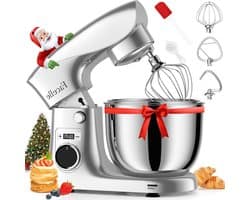 Keukenmachine - Deegmachine Mixer - Bakken Thuis - Krachtige 1500W Motor - 5.5L Kom - Zilver