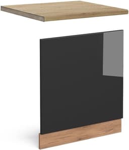 Keukenfront Vaatwasser - Vaatwasserpaneel Keukendeur - Keukenrenovatie - Aanpasbaar Ontwerp - 60 cm Breed - Antraciet Hoogglans — thumbnail 1
