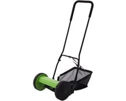 Handgrasmaaier - Duwmaaier Grasmaaier - Gazon Onderhouden - 5 Stalen Bladen - 30 cm Snijdbreedte - Zwart Groen