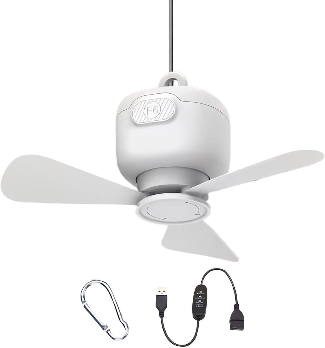 Plafondventilator - Kampeerkoeler - Buiten Koelen - 3 Snelheden - 27 cm - Wit — afbeelding 1