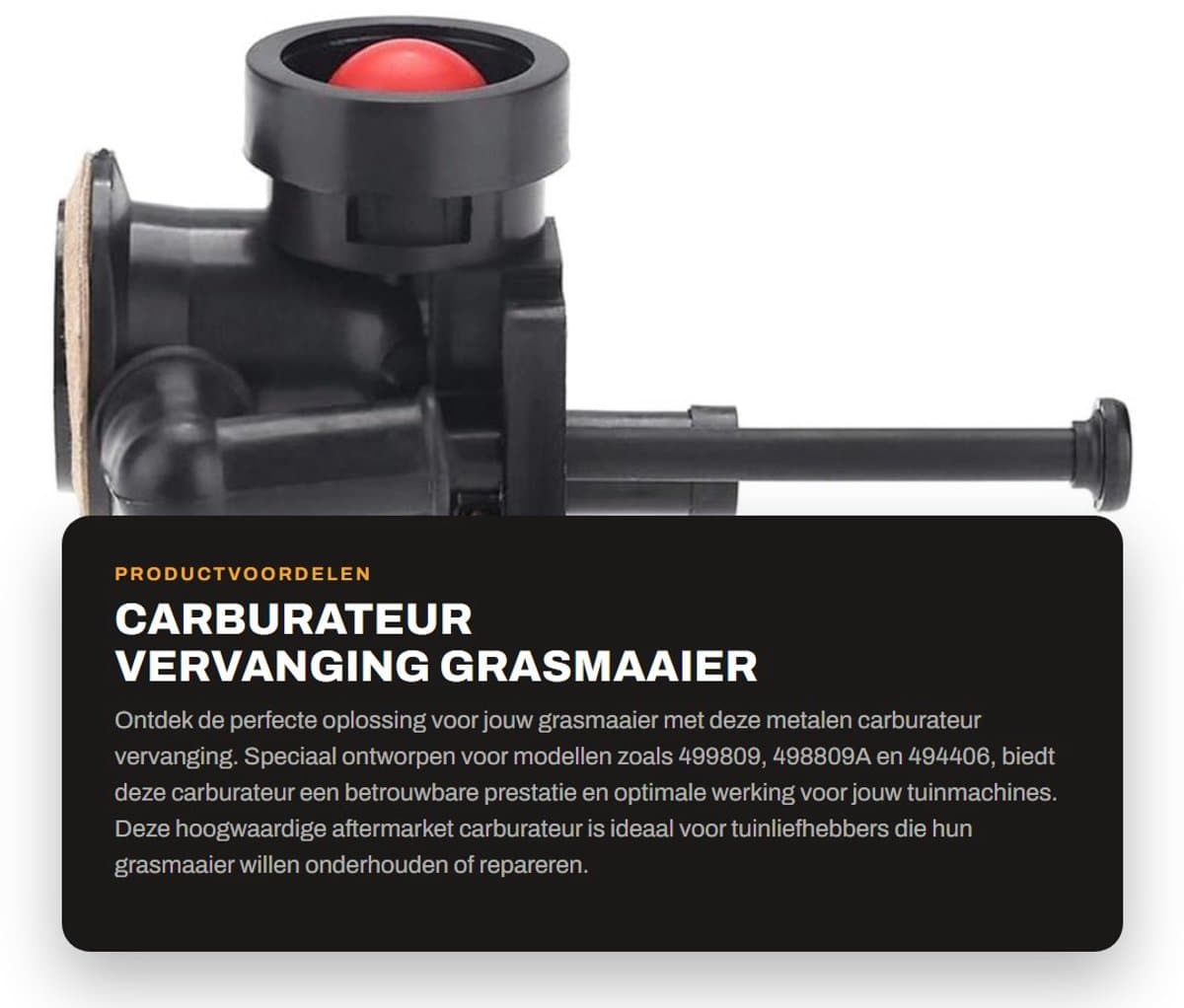 Dailygoods- Carburateur Vervanging - Metalen Carburateur - 11x8.3x7cm - Geschikt voor 499809/498809A/494406 - Inclusief Hardware - Schokbestendig - Grasmaaieronderdeel — afbeelding 1