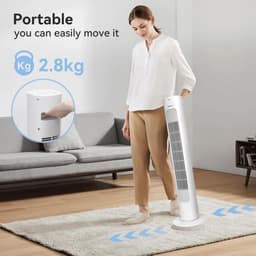 Torenventilator - Ventilator zonder bladen - Verkoeling in huis - Met afstandsbediening - 50 Watt - Wit — thumbnail 5