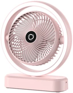 VHV - Ventilator - Tafelventilator - Tafelventilator met Automatische Oscillatie & Nachtlamp - 1800mAh Oplaadbare Ventilator met 270° Zwenkfunctie - Stille Air Circulator voor Bureau en Slaapkamer - Roze — thumbnail 1