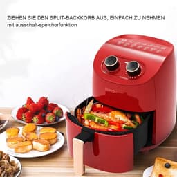 Airfryer - Heteluchtfriteuse - Gezond Koken - Snelle Hete Luchtcirculatie - 3.5 Liter - Rood — thumbnail 2