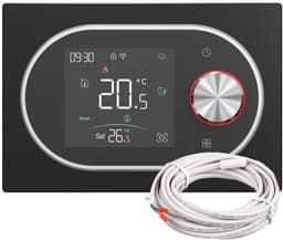Slimme Thermostaat - Wifi Thermostaat - Klimaatregeling - App Bediening - 2-buis Systemen - Zwart Zilver — thumbnail 1
