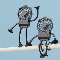Tafelfan Robotvorm - Mini Ventilator - Persoonlijke Koeling - Stabiele Zuignap - 16.7 cm Breed - Zwart — thumbnail 3