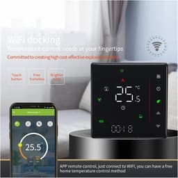 Slimme Thermostaat - Kamertemperatuurregelaar WiFi - Energie Besparen - Afstandsbediening via App - 95-240VAC - Zwart — thumbnail 4