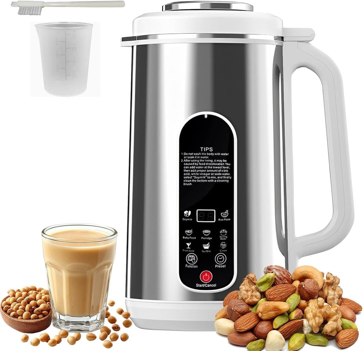 Plantenmelkmaker 1,2 Liter - 8-in-1 Sojamelkmachine met Zelfreiniging - 800W - 24 Uur Timer en Warmhoudfunctie - Voor Notenmelk en Sojamelk — afbeelding 1