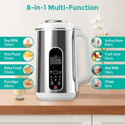 Plantenmelkmaker 1,2 Liter - 8-in-1 Sojamelkmachine met Zelfreiniging - 800W - 24 Uur Timer en Warmhoudfunctie - Voor Notenmelk en Sojamelk — thumbnail 5