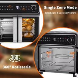 Dubbele Airfryer Oven 23L – 12-in-1 Heteluchtfriteuse met Dual Zone, Sync & Dual Cook, 230°C, Rotisserie en 13 Accessoires – Zwart — thumbnail 4