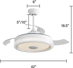 MIVRAY Plafondventilator Met Verlichting - 42 Inch - 3 ABS Bladen - Wit PC - Afstandsbediening - RGB Bluetooth Luidspreker — thumbnail 5