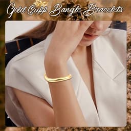 Set van 2 damesarmbanden van roestvrij staal in goud en zilver, elegante sieraden met stevige pasvorm, perfect als cadeau voor mama, vriendin of dochter — thumbnail 5