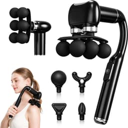 Massagepistool met dubbele kop - afneembare U-verlenggreep - 5 verwisselbare massagekoppen - ideaal voor rug en nek - SnelShoppen — thumbnail 1