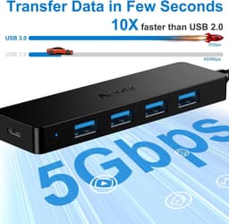 USB Hub - USB Adapter USB Extender - Snelle Data Transfer - 4 Poorten met Type C - 65cm Kabel — thumbnail 5