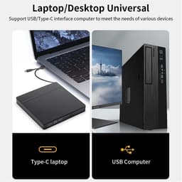 Externe DVD Brander - CD/DVD Station - Schijf taken uitvoeren - USB 3.0 Type-C - 1 cm - Zwart — thumbnail 3