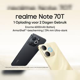 Realme Note 70T Smartphone - 4 GB RAM - 64 GB ROM - 6000mAh - 6,72 inch HD - 7,94 mm ultradunne behuizing - Zwart — thumbnail 4