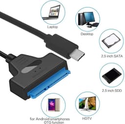 SATA naar USB Adapter - Harde Schijf Kabel - Externe Opslag - Ondersteunt UASP - 2.5 Inch - Zwart — thumbnail 2