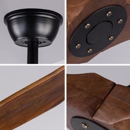 HAUSS SPOLE Ventilator – 152,4 cm – Zonder Verlichting Met 6 Snelheden – Metaal En Hout – Zwart En Donker Walnoot – Voor Woonkamer En Terras — thumbnail 4