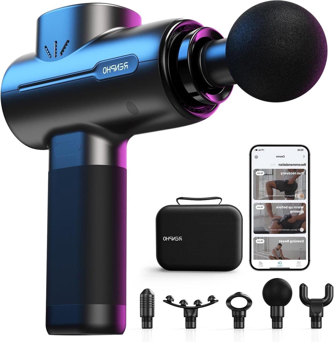 Massage Gun - Spierherstel Apparaat - Spierontspanning Bevorderen - Bluetooth App Connectie - 185 cm Hoog - Zwart — afbeelding 1
