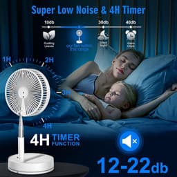 Staande Ventilator Opvouwbaar en Stil – 8000 mAh – 4 Snelheden – Afstandsbediening – Timer – USB-C — thumbnail 4