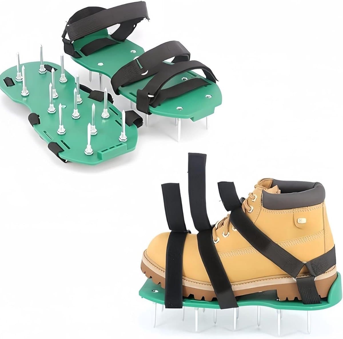 SnelShoppen - Grasmaaier Schoenen met Spikes, 15mm Nagels, 26 Stalen Punten, Verstelbare Bandjes, Groene Tuin Ventilatie Schoenen voor Grondbewerking — afbeelding 1
