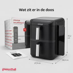 Airfryer XL - Hete Lucht Oven - Gezond Koken - Dubbele Mand - 11 Liter - Zwart — thumbnail 4