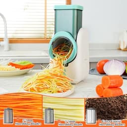 Elektrische Groentesnijder - Keukenrasp Multifunctioneel - Snel Ingrediënten Bereiden - Zes Snijfuncties - 12 x 17 x 28 cm - Wit — thumbnail 4