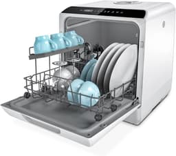 Mini-vaatwasser tafelvaatwasser - te gebruiken met en zonder wateraansluiting - 43 cm breed - plaats voor 4 couverts - te gebruiken op de camping -175 kWh/jaar - wit — thumbnail 1