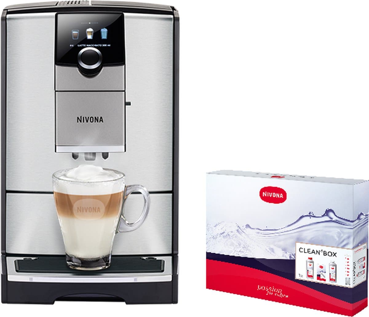 Nivona 799 volautomaat espressomachine RVS met automatische melkopschuimer [incl. gratis schoonmaakpakket twv 37,99 en gratis koffie van Koepoort Koffie]] — afbeelding 1