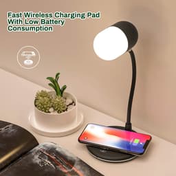 PriFri - 3 in 1 draadloze oplader, Bluetooth luidspreker, LED lamp, Zwart — thumbnail 1