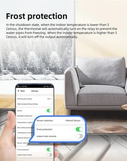 TechU™ Slimme Thermostaat Max – Alleen voor Elektrische Vloerverwarming – Wifi & App – Google Assistant & Alexa Amazon – Zwart met witte rand — thumbnail 3