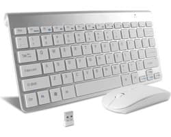 Elementkey V11 - Draadloos Toetsenbord + Muis - 2.4GHz - Muis - Geschikt voor Computer - Laptop - Zilver/Wit