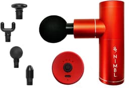 Massage Gun - Nimbl XPRS Fysio - Sport en Relax Massage apparaat - Fluisterstil - Inclusief koffer - Met 4 opzetstukken - Rood — thumbnail 1