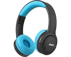 WiseQ HERO Kinderkoptelefoon – Draadloze Koptelefoon Kind met Bluetooth – 13dB Geluidsdempend – 38u batterij & Microfoon – Blauw & Zwart