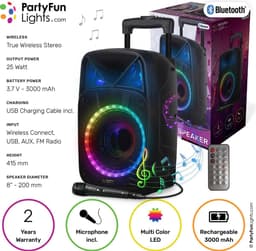 PartyFunLights Bluetooth karaoke party speaker - Party verlichting - microfoon - afstandsbediening — thumbnail 3