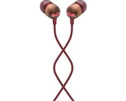 House of Marley Smile Jamaica Red oortjes met draad - oordopjes met microfoon en 1knopsbediening