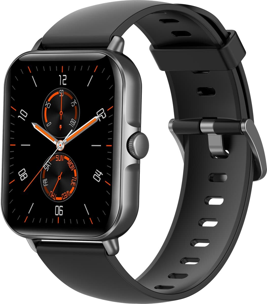 Belesy® LIBRE - Smartwatch Heren – Smartwatch Dames - Horloge – Stappenteller – Calorieën - Hartslag – Sporten - Je eigen foto als wijzerplaat - Kleurenscherm - Full Touch - Silicone – Zwart - Moederdag — afbeelding 1