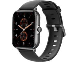 Belesy® LIBRE - Smartwatch Heren – Smartwatch Dames - Horloge – Stappenteller – Calorieën - Hartslag – Sporten - Je eigen foto als wijzerplaat - Kleurenscherm - Full Touch - Silicone – Zwart - Moederdag