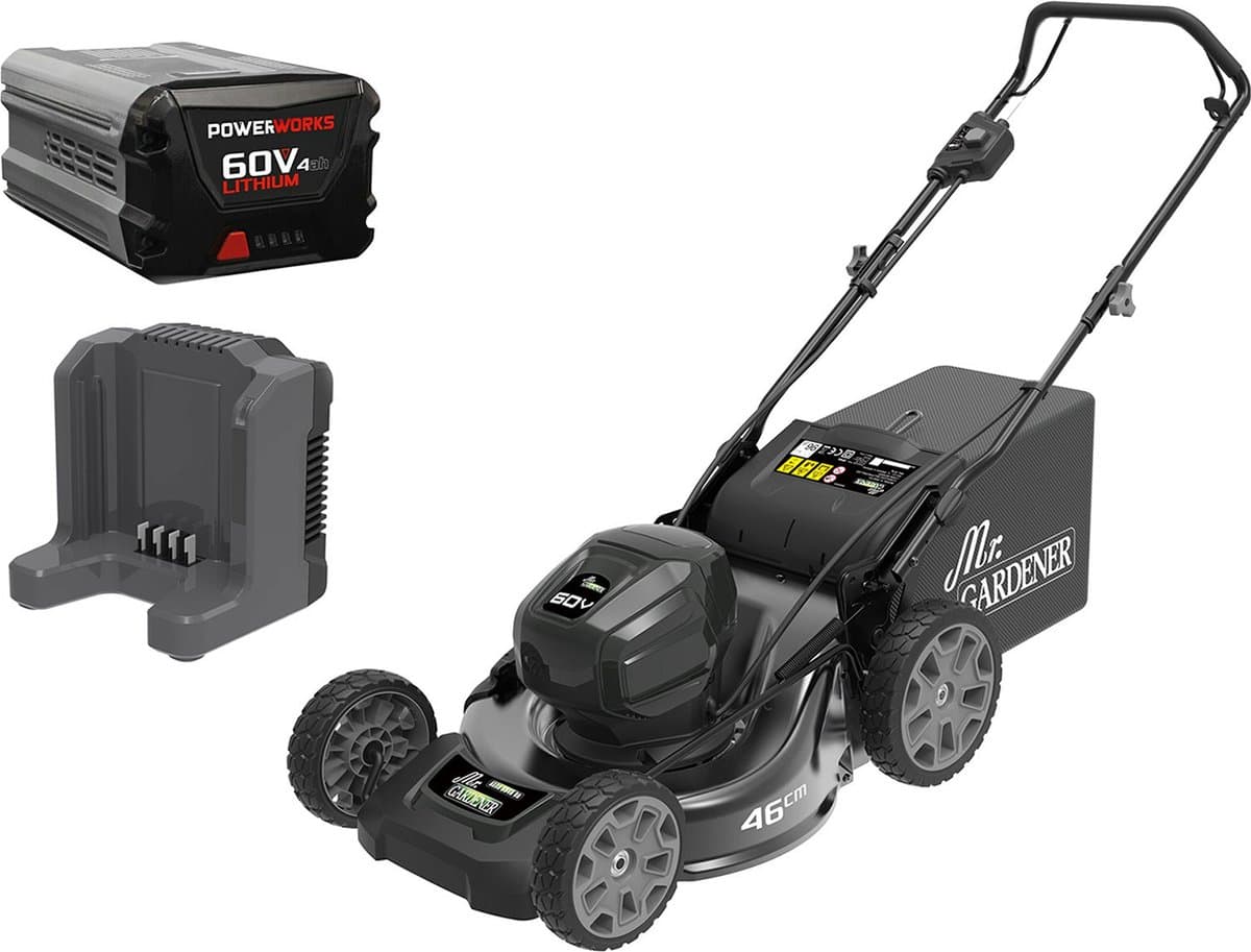 Mr. Gardener accu grasmaaier 60V 4Ah Li-Ion, 46 cm, 4-in-1, 6046, stalen behuizing — afbeelding 1