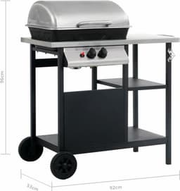 vidaXL Gasbarbecue met 3-laags zijtafel zwart en zilverkleurig — thumbnail 4