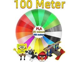 Rainbecom - PLA Filament 1.75mm - 20 kleuren 100 meters - 3D Pen Filament - 3D Pen vullingen - 3D Pen navulling - 3D Filament