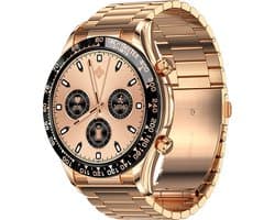 Darenci Smartwatch Superior Pro - Smartwatch heren - Activity Tracker - Touchscreen -  Bluetooth bellen - Bluetooth muziek - Stalen band - Heren - Horloge - Stappenteller - Bloeddrukmeter - Verbrande calorieën - Zuurstofmeter - Waterdicht - Roségoud