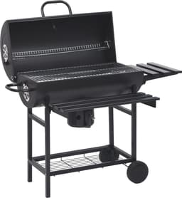 vidaXL Barbecuevat met wielen en schappen 115x85x95 cm staal zwart — thumbnail 1