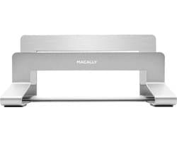 Macally VCSTANDA Verticale laptop standaard voor MacBook Air, MacBook Pro en elke laptop met een dikte tussen 1,6 en 3 cm - In breedte verstelbaar - Zilverkleurig