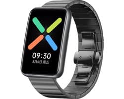Stalen Smartwatch bandje - Geschikt voor Oppo Watch Free metalen bandje - zwart - Strap-it Horlogeband / Polsband / Armband - Watch Free