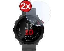Screenprotector - 2 Stuks - Geschikt voor Garmin Forerunner 55 - Sterk & Shockproof - Tempered Glass - Gehard Glas - Beschermglas Screen Cover - Bescherm Protector voor Smartwatch