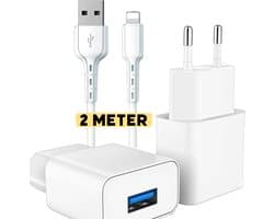 USB A Lader met Kabel 2 Meter - Geschikt voor Apple iPhone 6,7,8 Plus, SE 2020 2022 - 5 Watt - Veilig Opladen