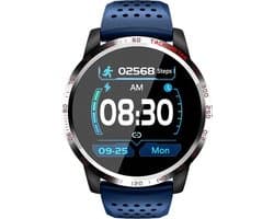 Belesy® Tachy - Smartwatch Dames - Smartwatch Heren - Horloge - 1.3 inch - Kleurenscherm - Stappenteller - Bloeddruk - Hart ECG - Mutli sport - Zilver - Blauw - Siliconen - Moederdag
