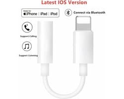 Bluetooth Apple Lightning naar 3,5 mm oordopjes earphones  aansluiting converter adapter voor iPhone en iPad ook IOS 13 voor muziek luisteren en bellen d.m.v. Bluetooth connectie zie YouTube filmpje  onderaan.
