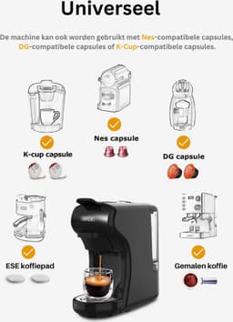 Coffee Machine 7-in-1 - Coffee Apparaat 19 Bar Met Warm/Koud Stand - Ijskoffie Machine, Espresso, Dolce Gusto, K-Cup, Nes, Ground Coffee - 68 db — thumbnail 4